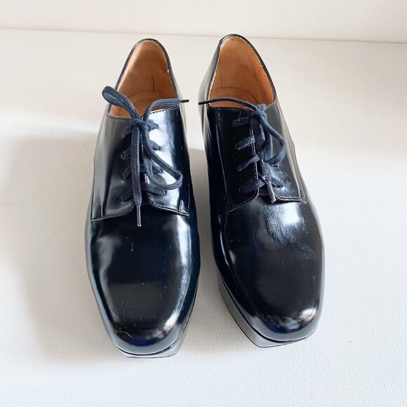 Robert Clergerie Black Leather Platform Lace up  Shoes 37.5 - Picture 5 of 10